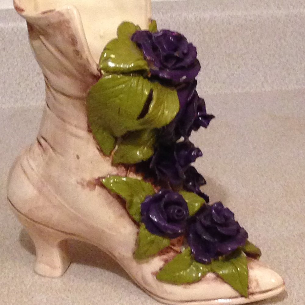 Ladies Lace Up Boot Shoe Planter Vase with Flowers